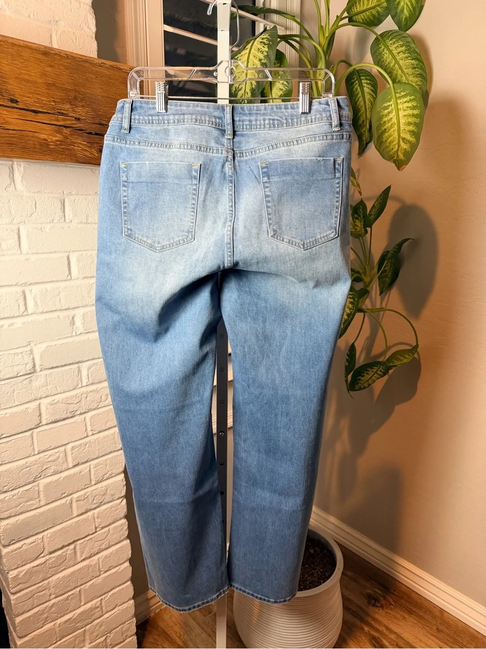 Flamingals Wash Mid Rise Straight Leg Jeans